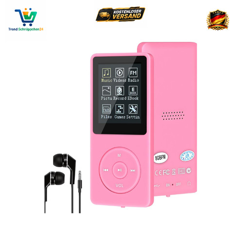 Mp3 player 8gb rosa - mp3,